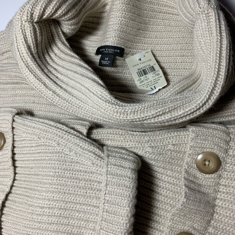 Ann Taylor Merino Wool Cashmere Blend Ribbed Cowl Neck Sweater M - Picture 4 of 14